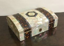 An Antique MOP and tortoiseshell dome top caddy. E