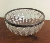 A silver mounted and cut glass fruit bowl. London.