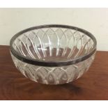 A silver mounted and cut glass fruit bowl. London.