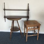An Edwardian gypsy table etc. Est. £15 - £20.