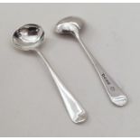 A pair of OE pattern silver salt spoons. London. A