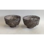 A pair of good quality Continental silver filigree