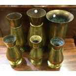 A good heavy set of brass vases together with an o