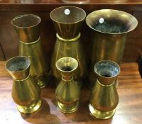 A good heavy set of brass vases together with an o