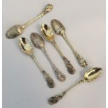 A good set of six 18th Century silver gilt spoons