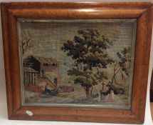 A maple framed sampler. Est. £25 - £35.