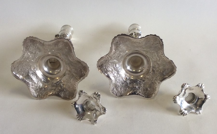 A good pair of cast silver taper candlesticks with - Image 3 of 3