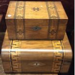 A domed top inlaid jewellery box together with one