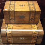 A domed top inlaid jewellery box together with one