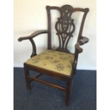 A good Georgian mahogany carver chair with carved