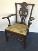 A good Georgian mahogany carver chair with carved