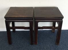 A pair of good Eastern hardwood tables with stretc