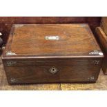 A rosewood and MOP jewellery case with fitted inte