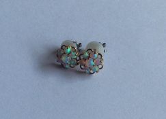 A pair of attractive opal cluster earr