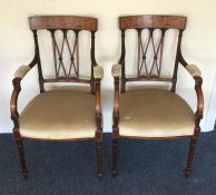 An attractive pair of Victorian satinwood inlaid c