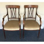 An attractive pair of Victorian satinwood inlaid c