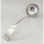 DUBLIN: A large Georgian Irish silver soup ladle d