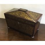 A good quality Regency brass inlaid rosewood tea c