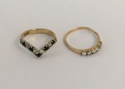 Two 9 carat gem set rings. Approx. 3.2 grams. Est.