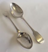 YORK: A pair of fiddle pattern silver tablespoons.