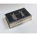An Eastern silver hinged top cigarette box with ni