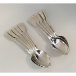 A heavy set of ten fiddle pattern silver dessert s