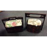 Two Chinese porcelain mounted three sectional stac