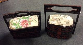 Two Chinese porcelain mounted three sectional stac