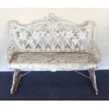 A small white painted metal garden bench. Est. £20