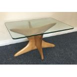 A stylish Danish plate glass top occasional table.