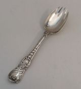 A rare silver Coburg pattern serving fork. London