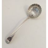 A Georgian silver sauce ladle with bright cut deco