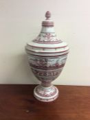 A large pink and white tapering urn and cover of M