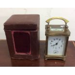 A good quality brass carriage clock contained with
