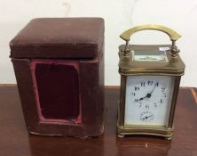 A good quality brass carriage clock contained with