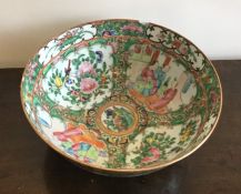 A Canton bowl decorated in bright colours. Approx.