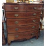 A good mahogany five drawer bow front chest with b