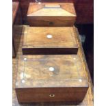 A rosewood sarcophagus shaped tea caddy together w