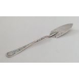 An Edwardian silver butter knife with engraved dec