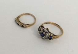 Two sapphire mounted cluster rings in 9 carat moun