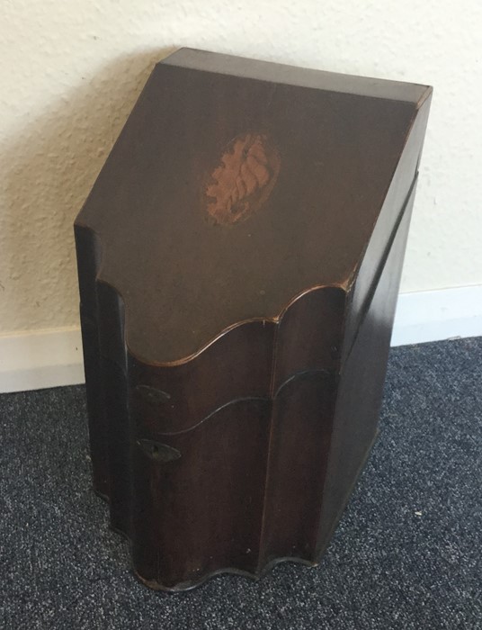 A single Georgian mahogany knife box with shell de