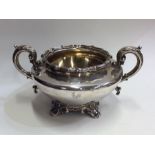 A good Victorian silver two handled sugar bowl wit