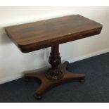 A Victorian rosewood hinged top card table. Est. £