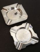 Two heavy silver ashtrays. Approx. 167 grams. Est.