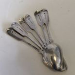 EXETER: A heavy set of six silver fiddle pattern t