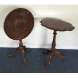 Two mahogany pedestal tables. Est. £20 - £30.