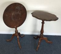 Two mahogany pedestal tables. Est. £20 - £30.