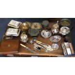 A large collection of silver plated items. Est. £2