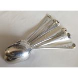 A set of six OE pattern silver dessert spoons. Lon