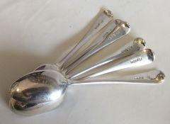 A set of six OE pattern silver dessert spoons. Lon